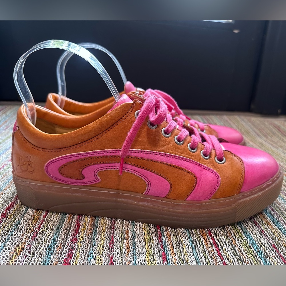 SOLD!! Fluevog  LoPro Fakie pink/orange swirl leather sneaker-M9/W11 (fits LG) - Picture 4 of 16
